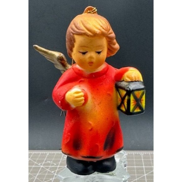 Kurts Adler Inc N Y MCM Orange Angel with Lantern Resin Ornament #2 - Picture 1 of 4